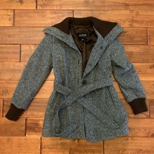 Gorgeous GUESS brown tweed coat